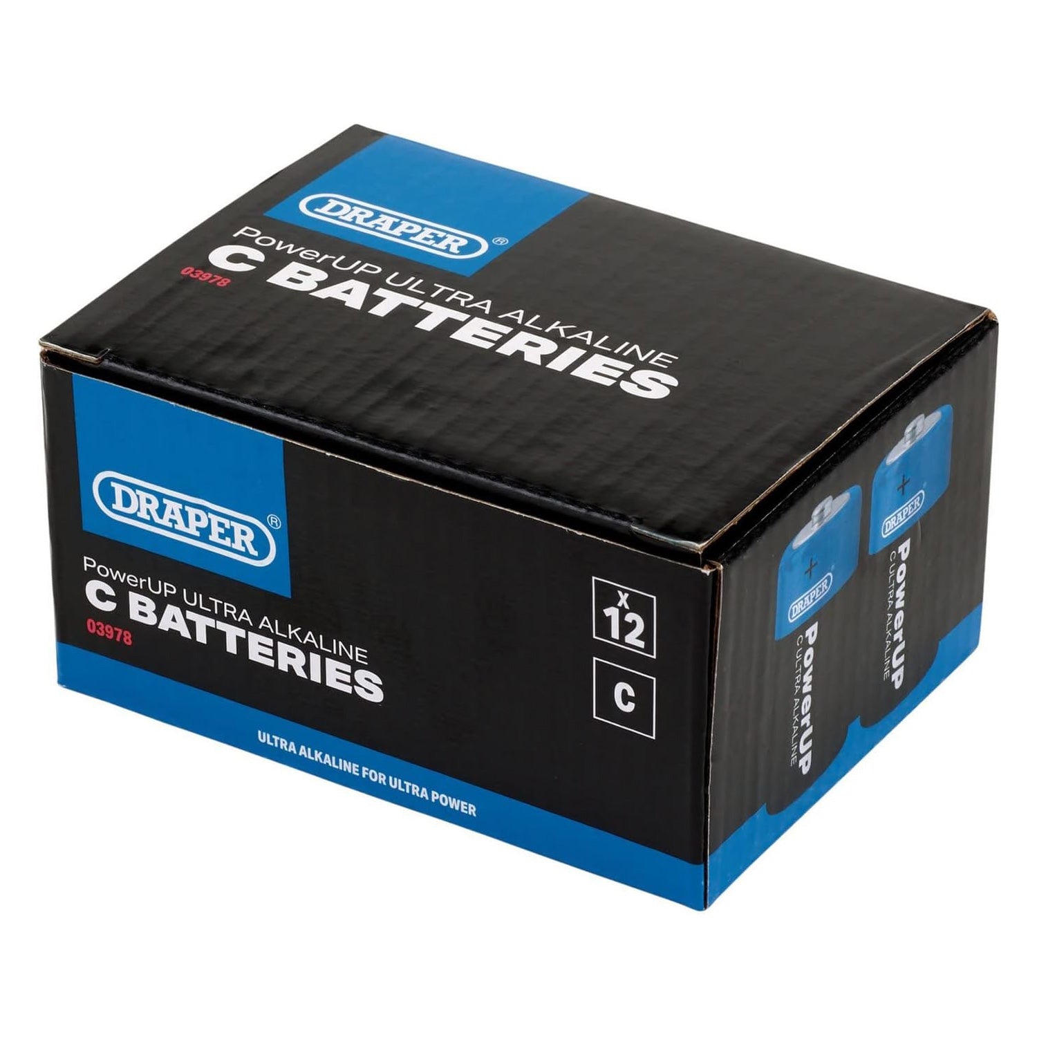 Draper 03978 C Size Batteries 12 Pack PowerUp Ultra Alkaline Battery LR14 MN1400
