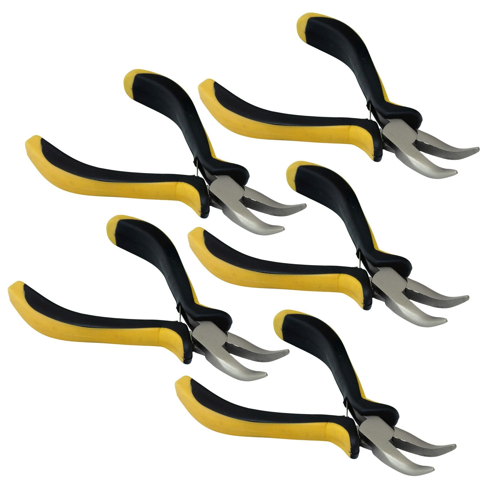 5pc Precision Pliers Mini Bent Long Nose Non-Slip Handles Jewellery Electronics
