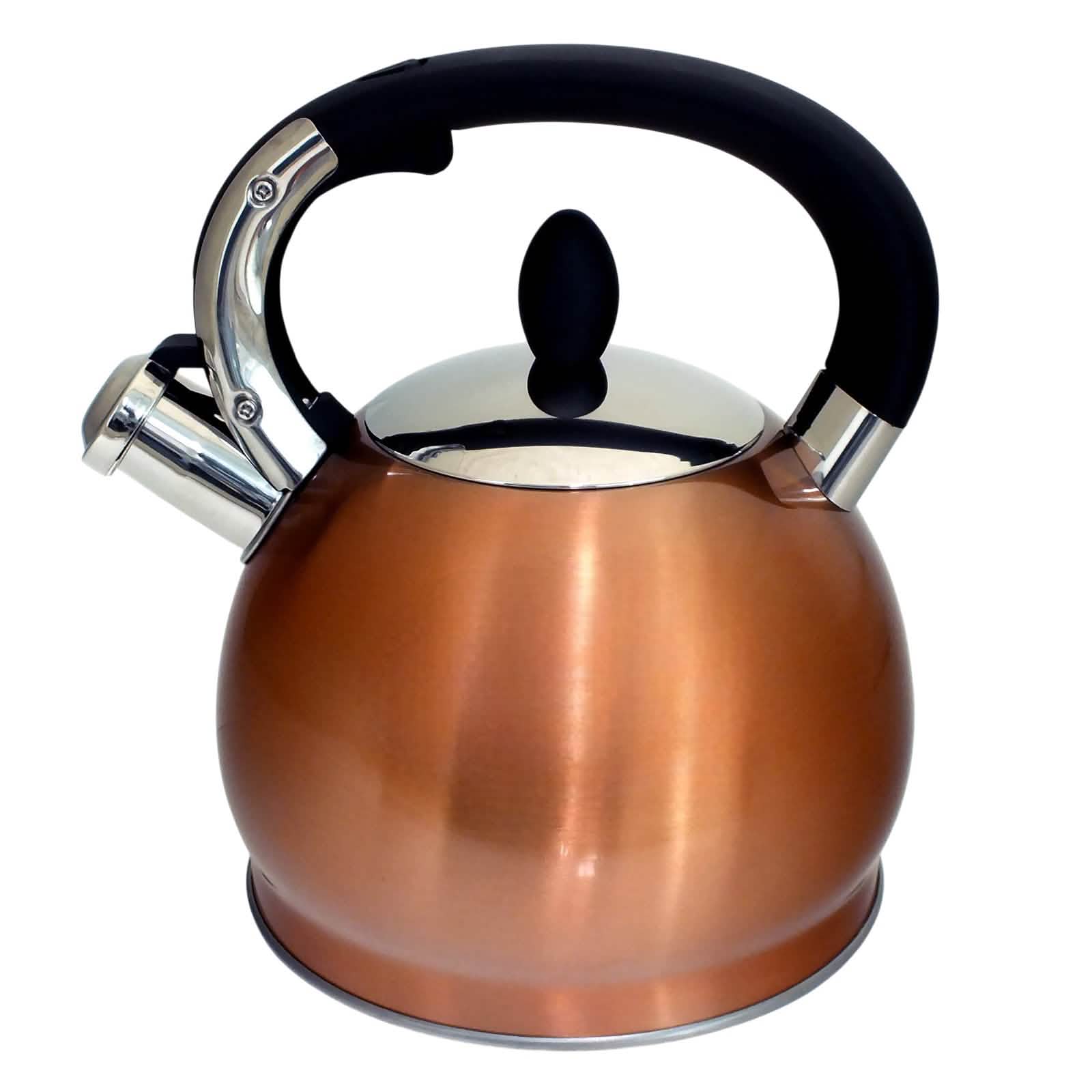 Voche 3.5L Stovetop Whistling Kettle Stainless Steel with Stylish Copper Finish | Suitable for Electric, Induction and Gas Hobs