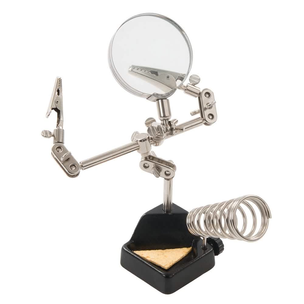 Heavy Duty Helping Hands plus 2pc Precision Screwdrivers Set | Soldering Iron Stand with 60mm 3x Magnifying Glass