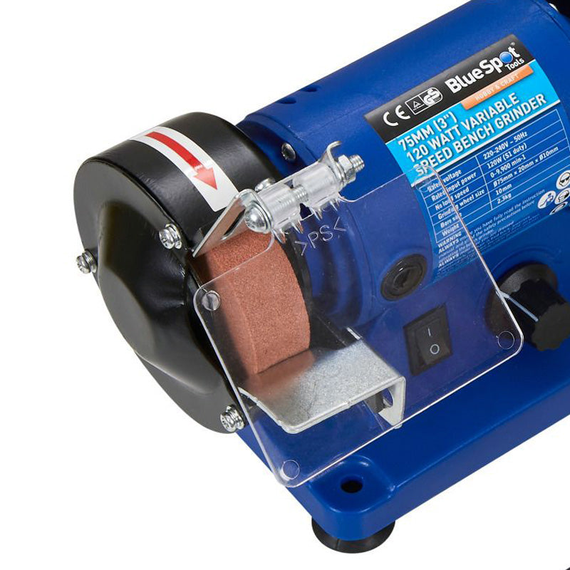 75mm (3") Twin Bench Grinder and Polisher | 120W Variable Speed with 1m Flexible Shaft for Rotary Tool Accessories | Lifetime Warranty