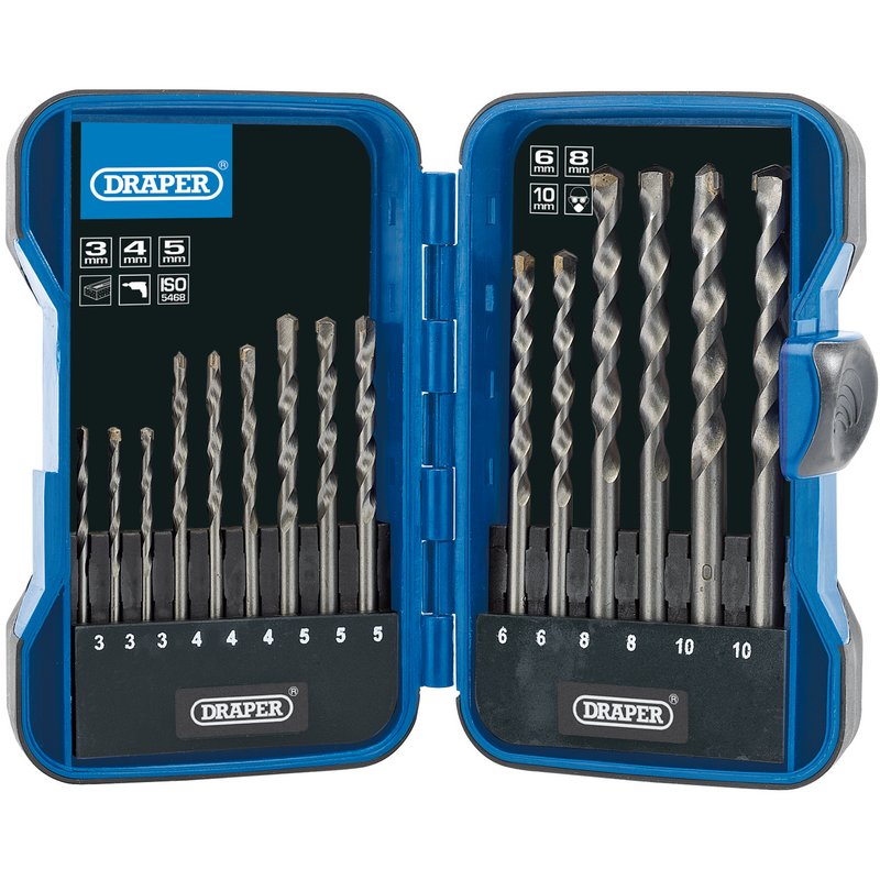 Draper 18550 Masonry Drill Bit Set (15 Piece) + Storage Carry Case