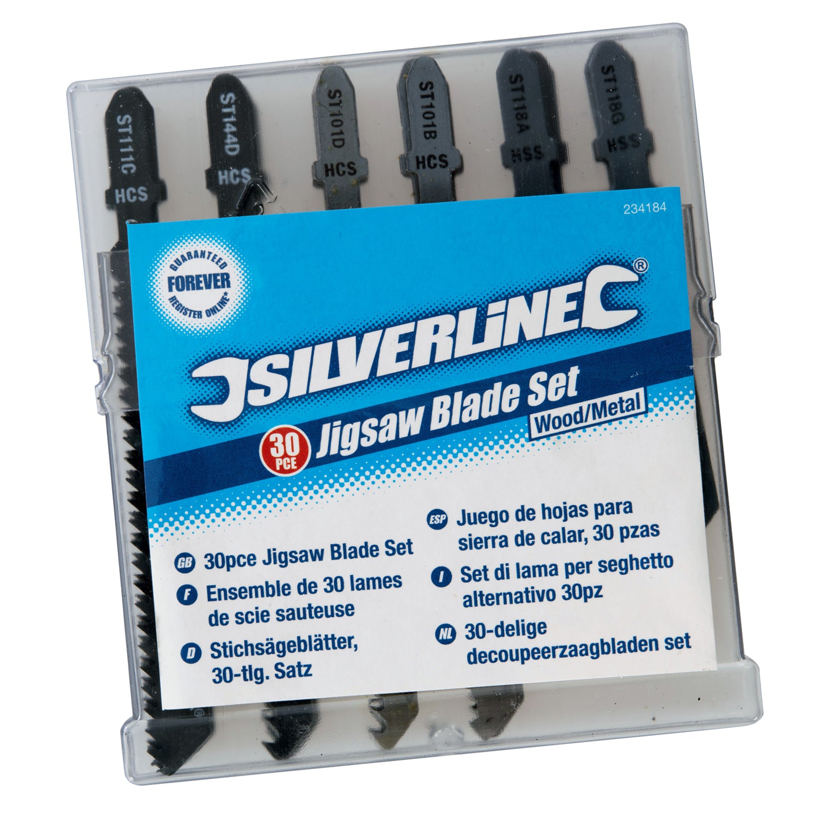 30pc Assorted Jigsaw Blades for Wood & Metal Bayonet Fitting Silverline 234184
