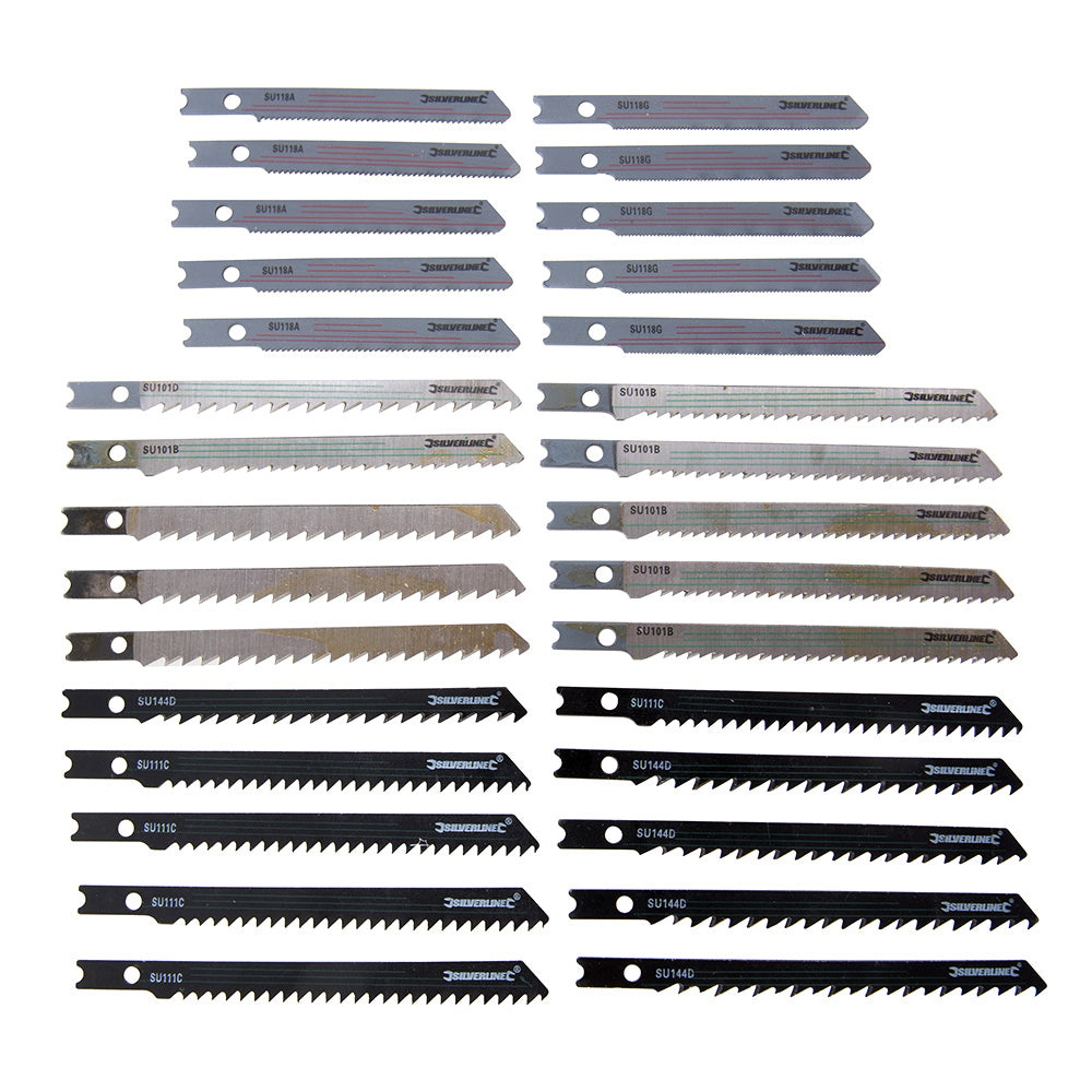 Silverline 234292 30pc Assorted Jigsaw Blades for Wood & Metal Universal Fitting