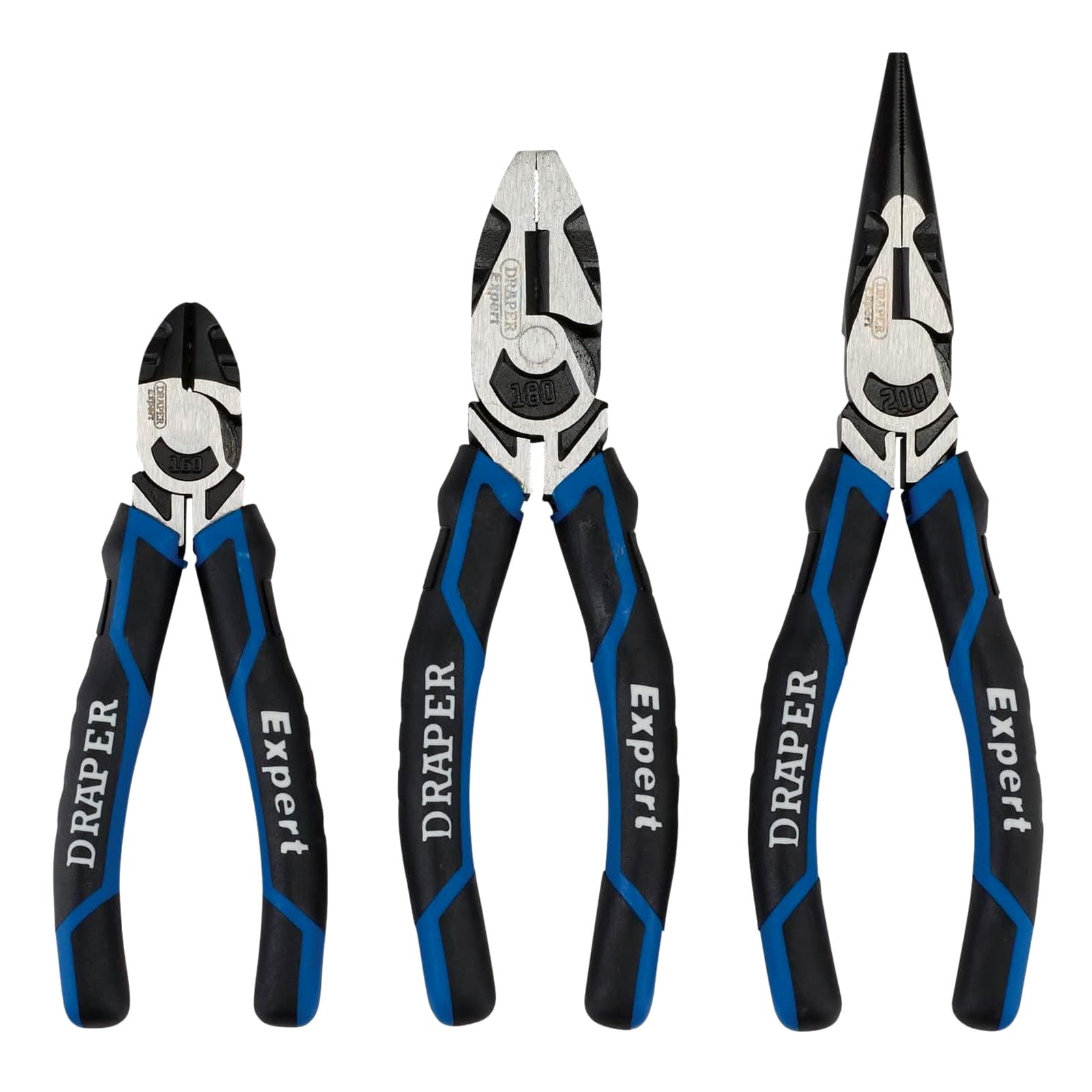 Draper Expert 28033 3pc Carbon Steel Pliers Set | High Leverage Combination Side Cutters and Long Nose