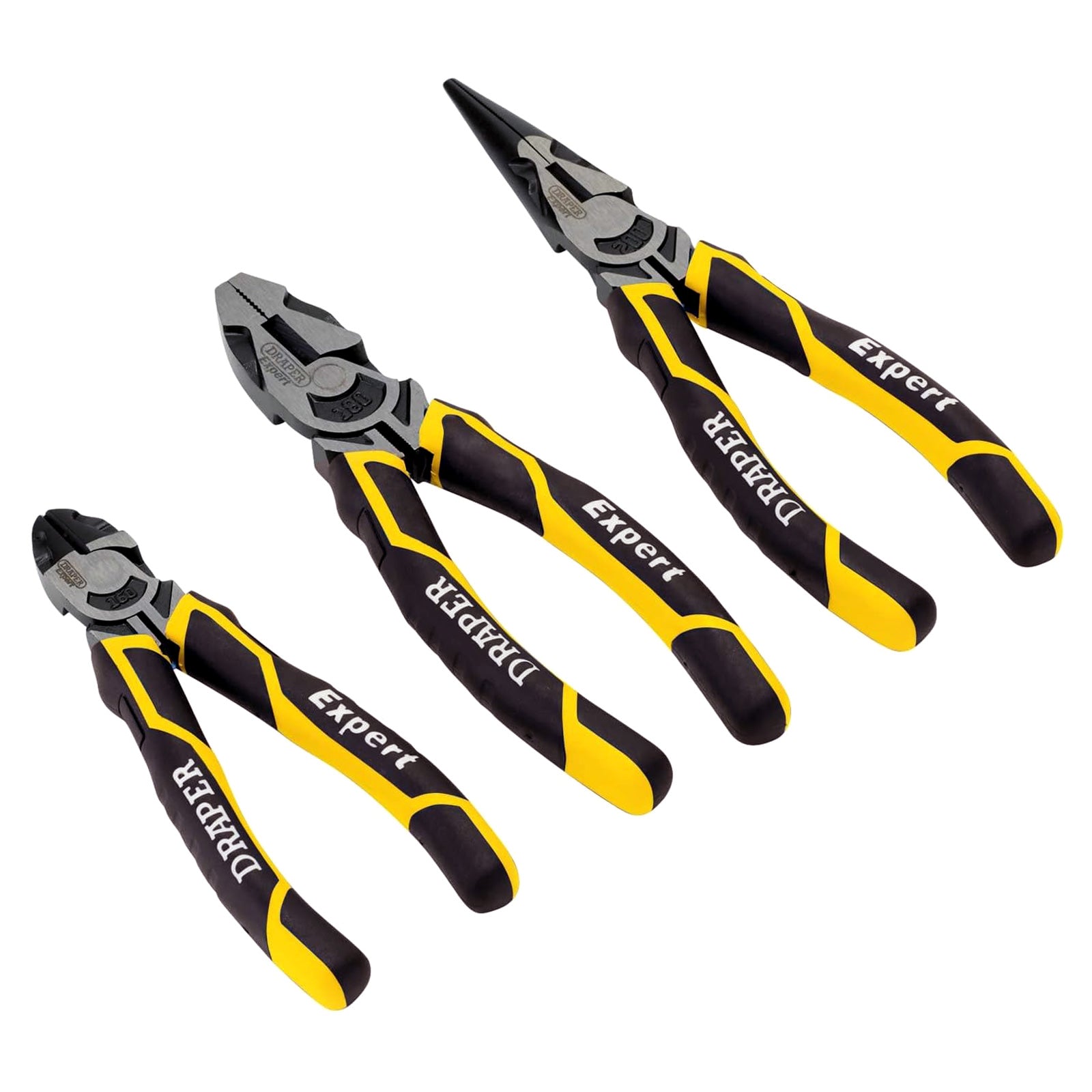 Draper Expert 28038 3pc Pliers Set High Leverage Carbon Steel | Combination, Side Cutters and Long Nose
