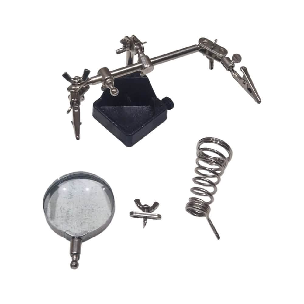 Heavy Duty Helping Hands 60mm Magnifying Glass Soldering Stand Silverline 282589