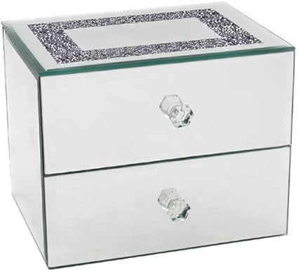 lesser and pavey Mirror Crystal Jewelry Box with Drawers | For Adults | Silver