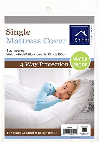 KNIGHT Waterproof Mattress Protector Cover | 100% PEVA Chloride-free Odourless Soft-touch | Single (190x120cm) Double (190x152cm) (Single)