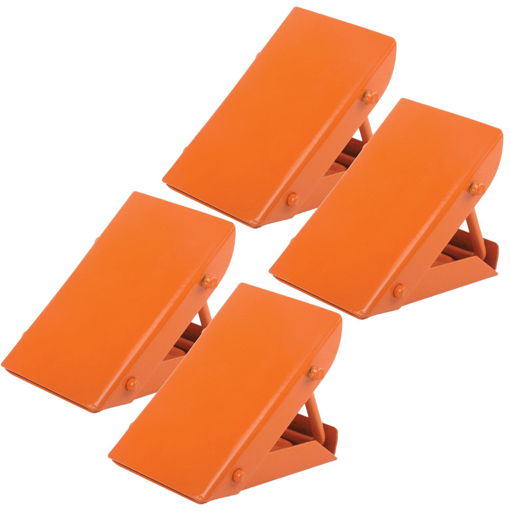 4-PACK Folding Steel Wheel Chocks Car Caravan Boat Motorhome Trailer Tyre Wedge