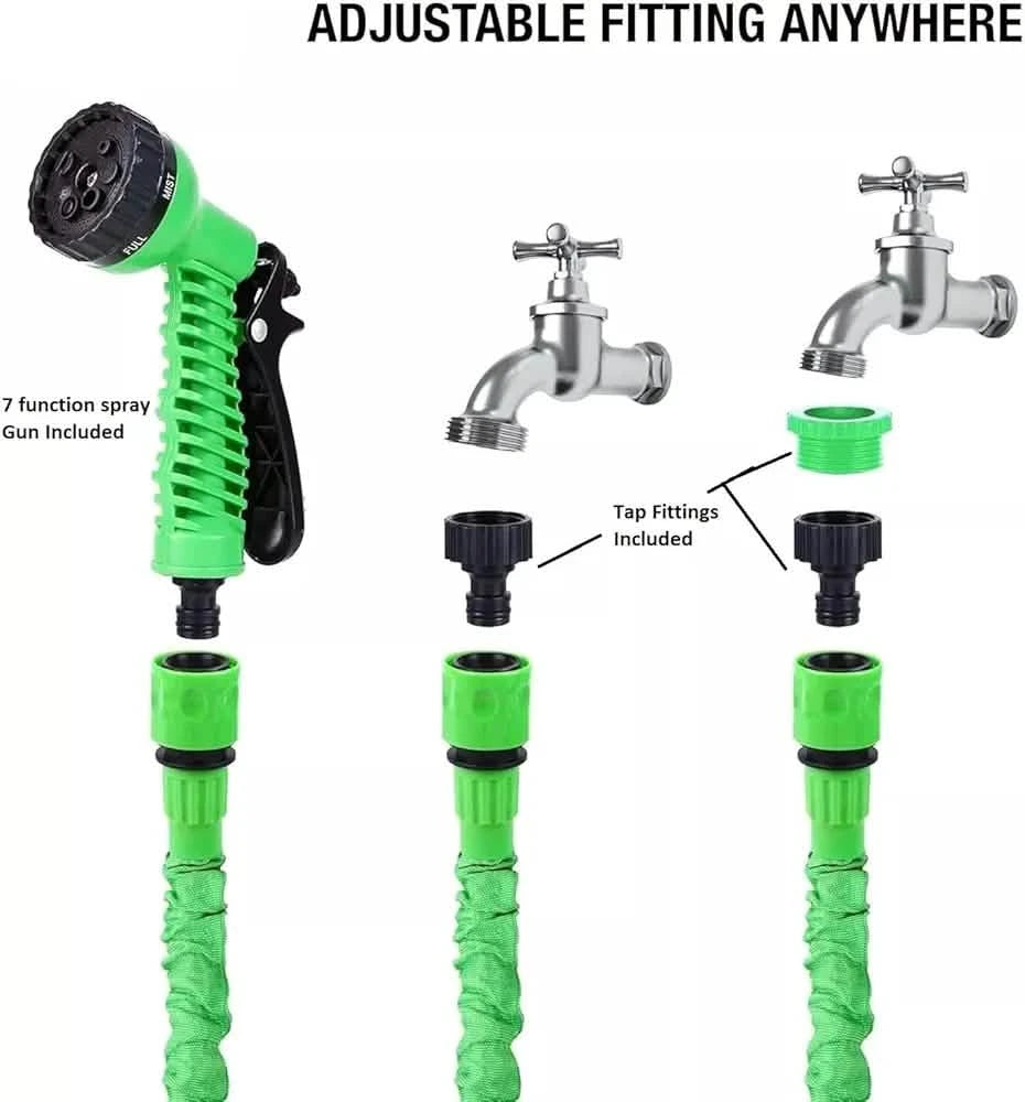 Expandable Garden Hose 50ft Hose Pipe Expandable with 3/4", 1/2" Fittings, Anti-Leakage - Flexible Expanding Hose with 7 Function Spray Nozzle