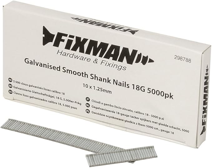 Fixman 298788 Galvanised Smooth Shank Nails 18G 5000pk 10 x 1.25 mm