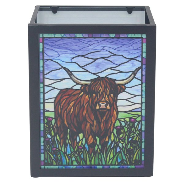 Stained Glass Tea Light Holder Highland Cow