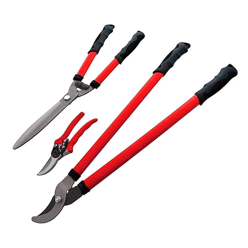 3pc Garden Hand Tools Set Bypass Loppers Hedge Shears & Pruning Secateurs
