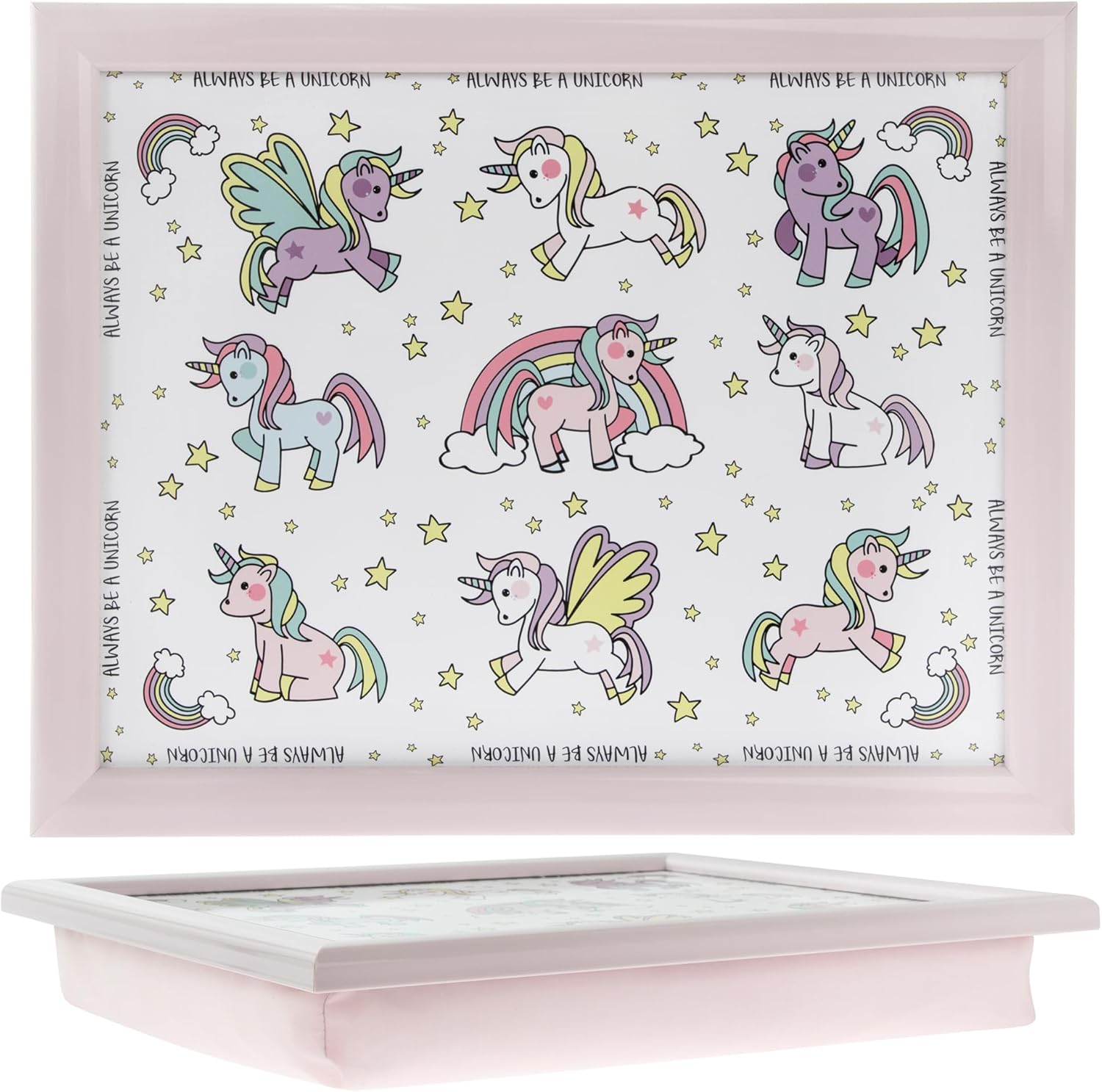 Girls Unicorn Lap Tray Cushioned Laptop Tray with Padded Bean Bag Base