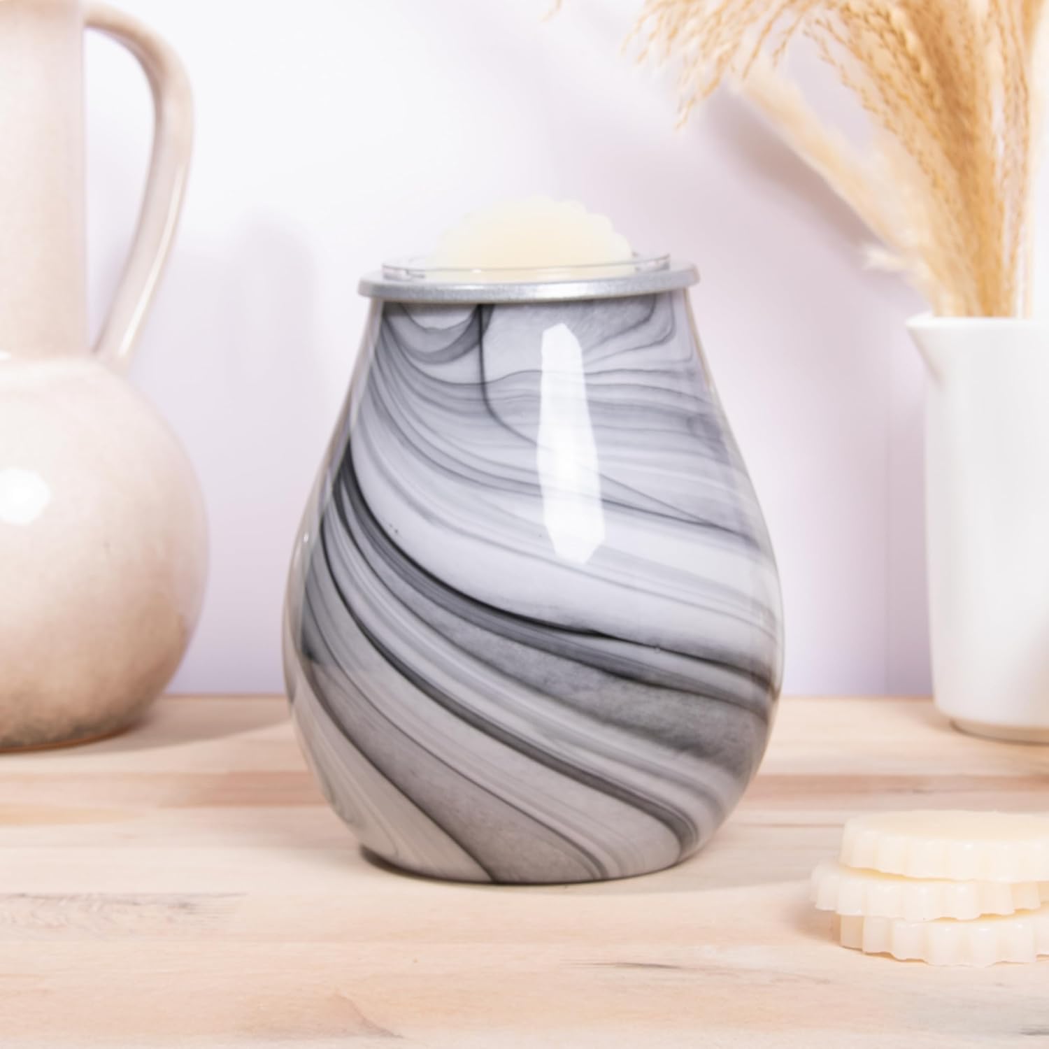 Marble Wax Tart Melt Warmer Oil Burner Aroma Diffuser Lamp Colour Changing LEDs