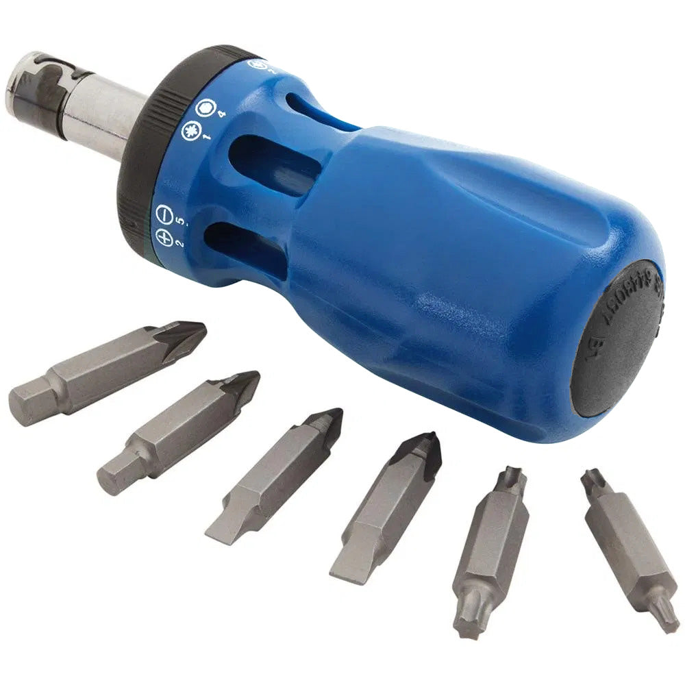 Draper 75065 Chubby Ratcheting Screwdriver And Bit Set (7 Piece)