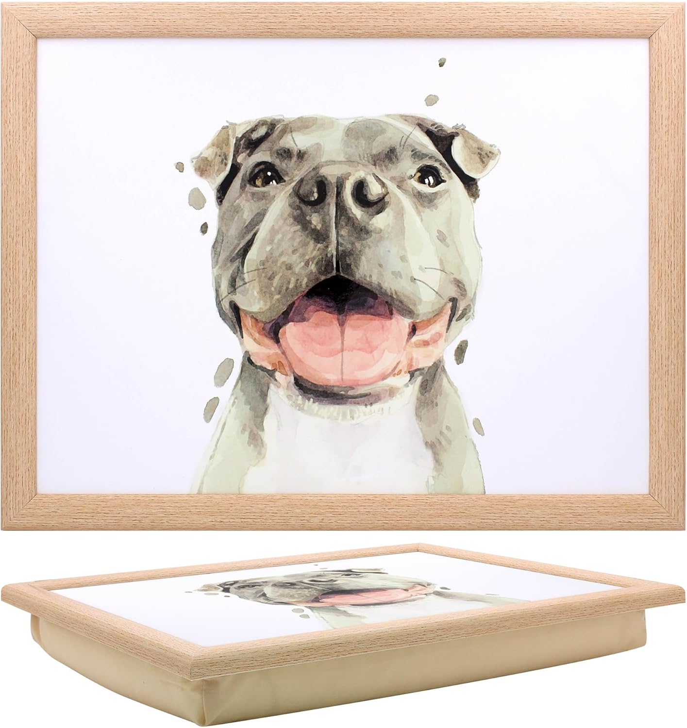 Staffordshire Bull Terrier Lap Tray Cushioned Laptop Tray with Padded Bean Bag Base