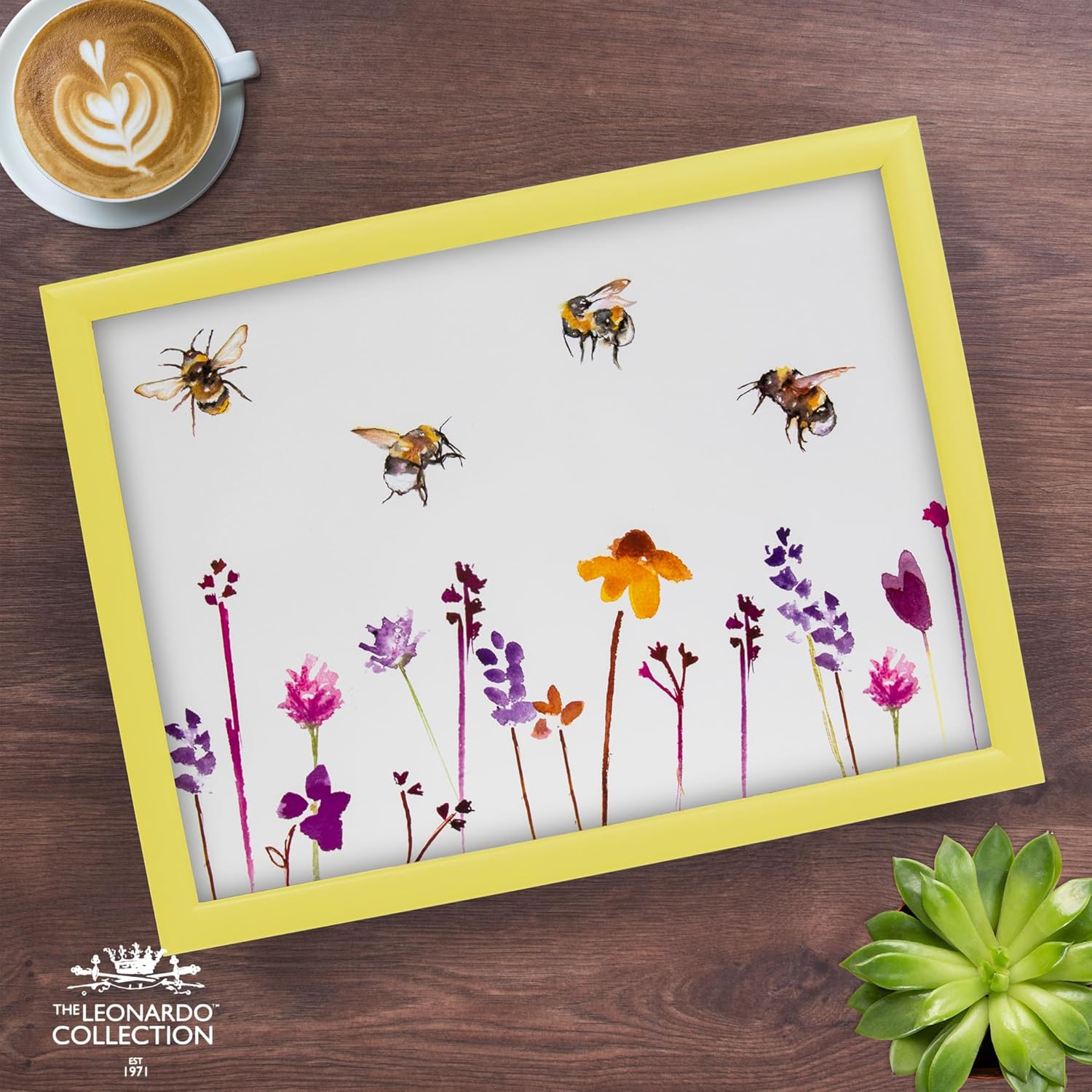 Busy Bees Yellow Lap Tray Cushioned Laptop Tray with Padded Bean Bag Base