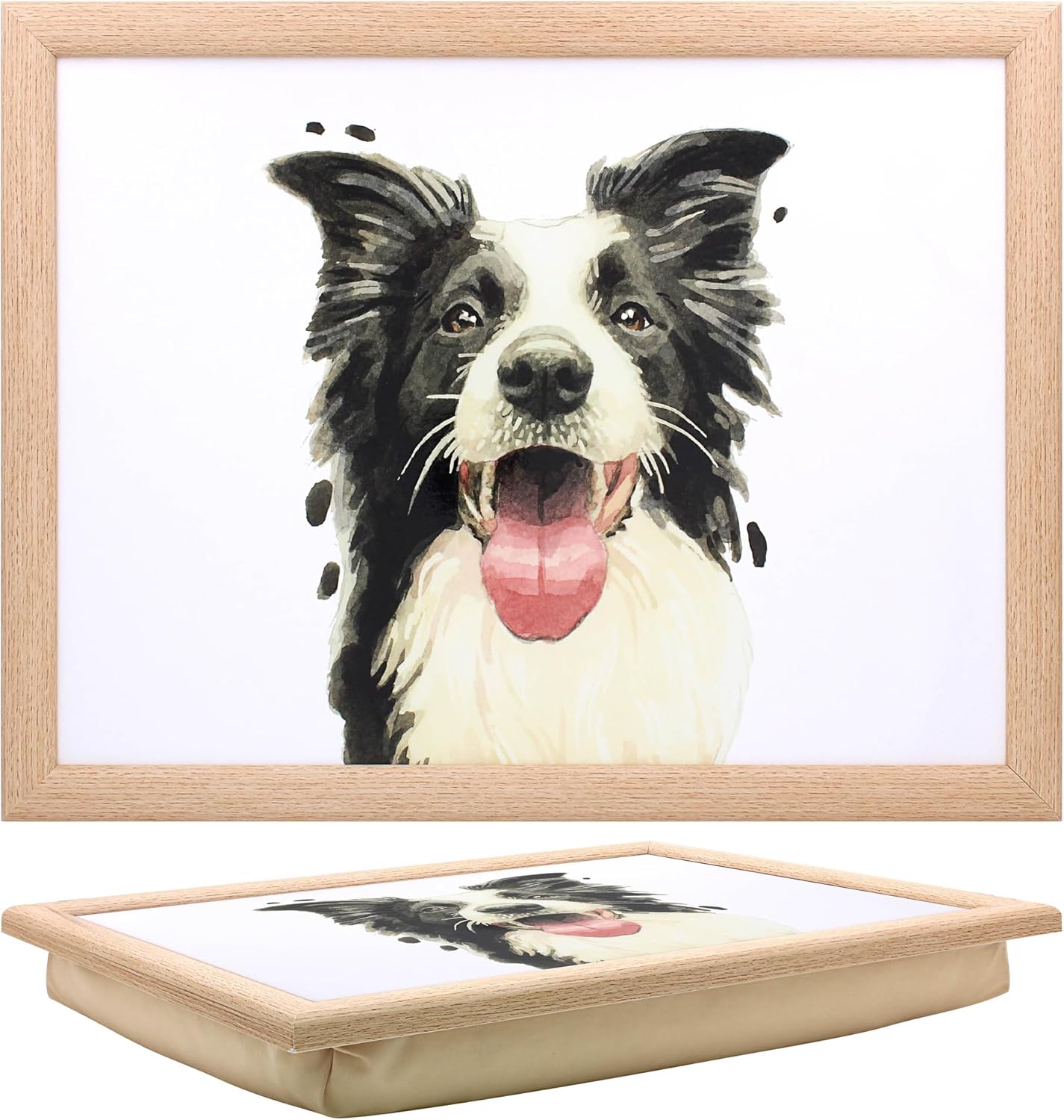 Border Collie Lap Tray Cushioned Laptop Tray with Padded Beanbag Base | Ideal for TV Dinners or Bed