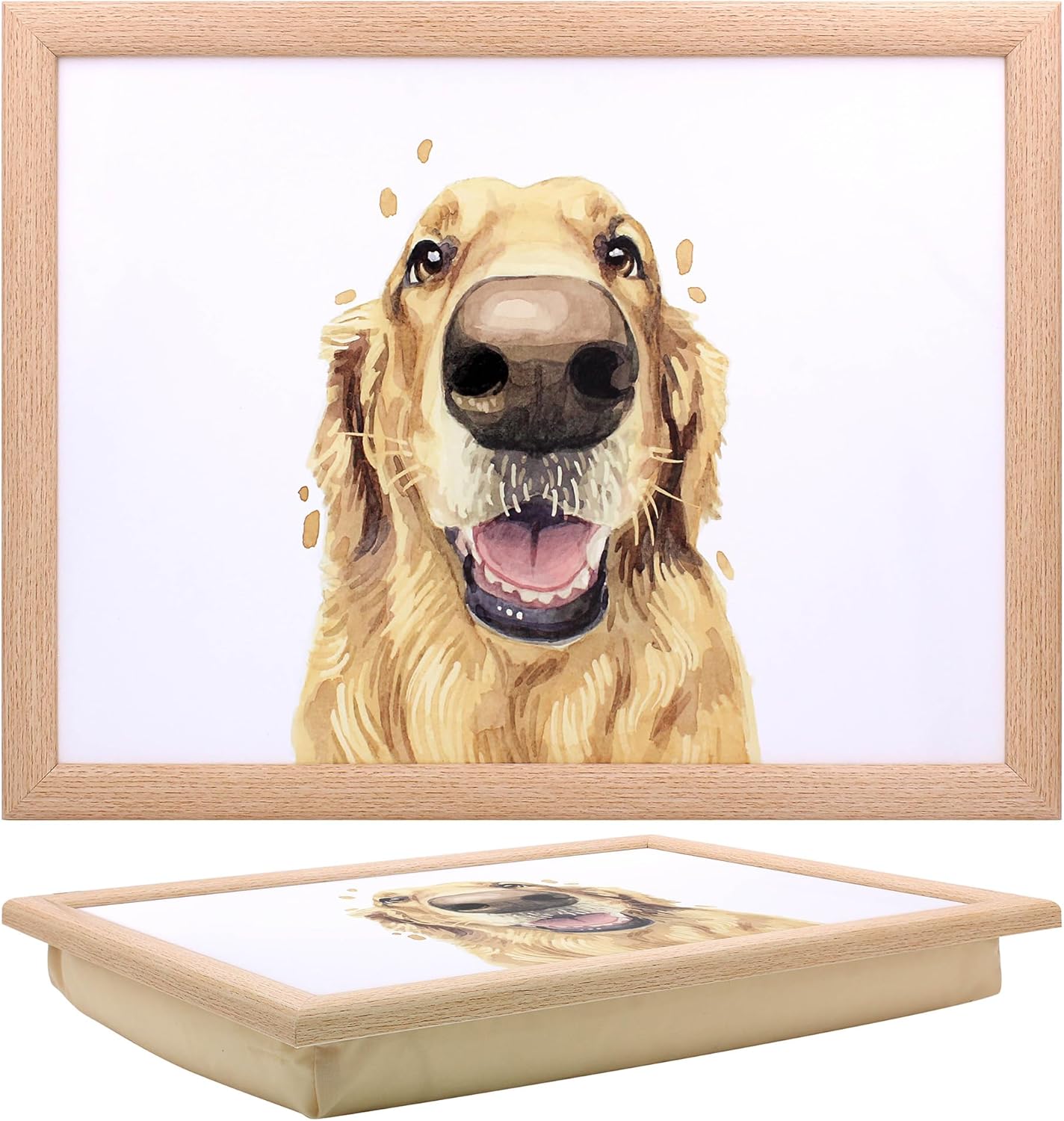 Golden Retriever Lap Tray Cushioned Laptop Tray with Padded Beanbag Base | Ideal for TV Dinners or Bed