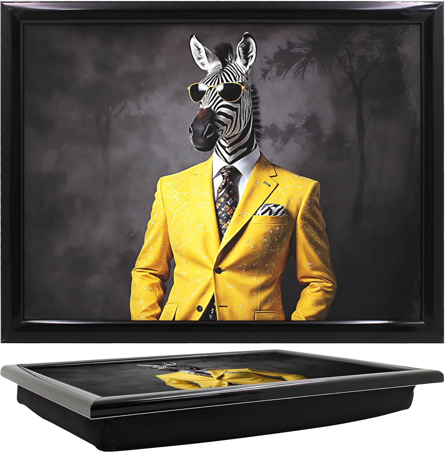 Laptop Lap Tray Cushioned Padded Beanbag Base Zooted & Booted Zebra Urban Art