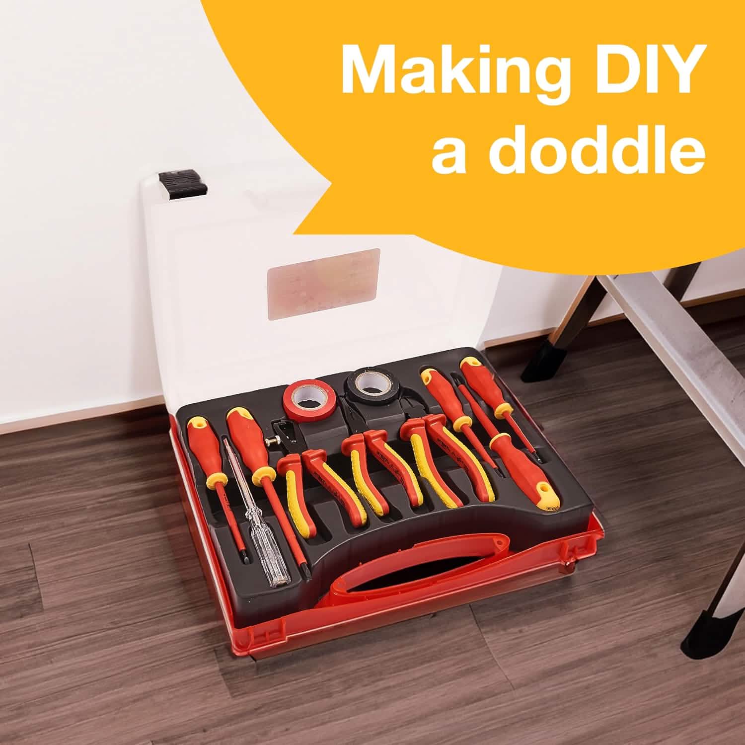 Amtech Electricians Insulated VDE Screwdriver & Pliers Set | 11pc Tool Kit with Storage Case