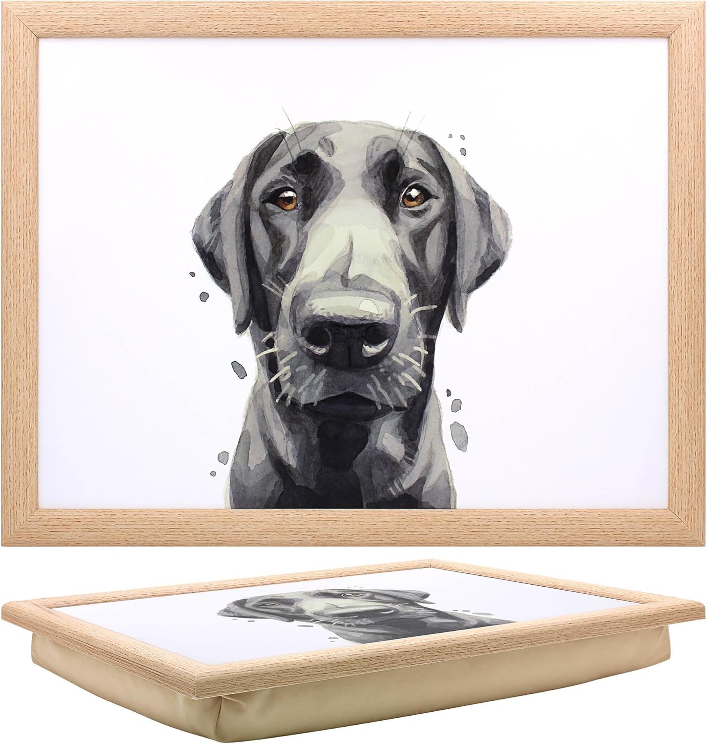 Black Labrador Lap Tray Cushioned Laptop Tray with Padded Beanbag Base | Ideal for TV Dinners or Bed