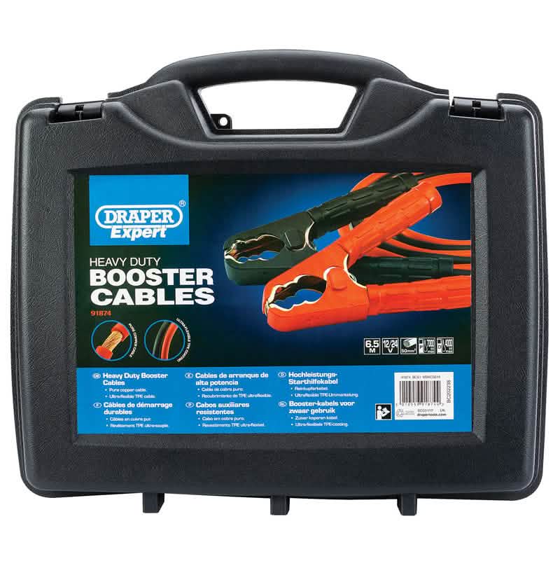 Draper 91874 Heavy Duty Booster Cables, 6.5m x 50mm²