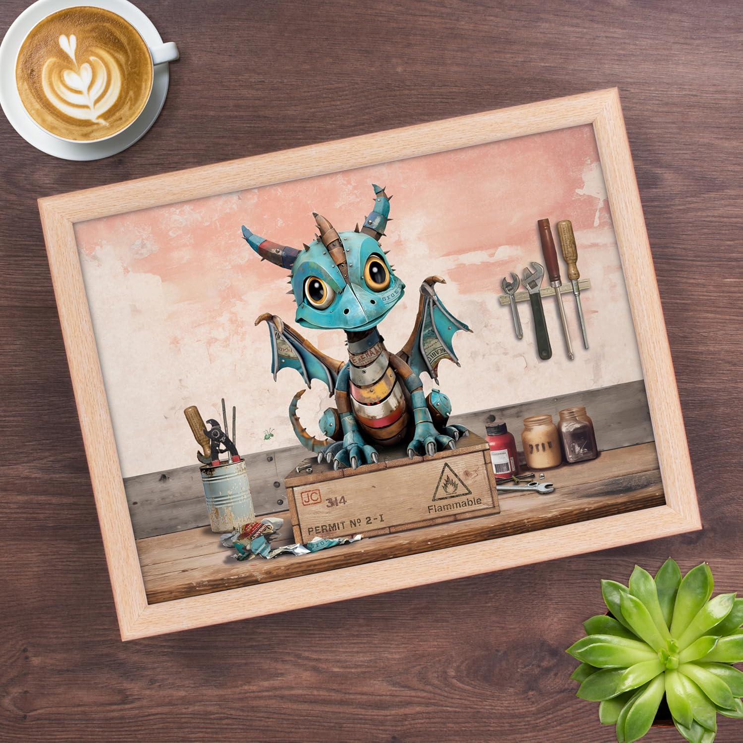 Bug Art Scrap Dragon Lap Tray Cushioned Laptop Tray with Padded Beanbag Base | Ideal for TV Dinners or Bed