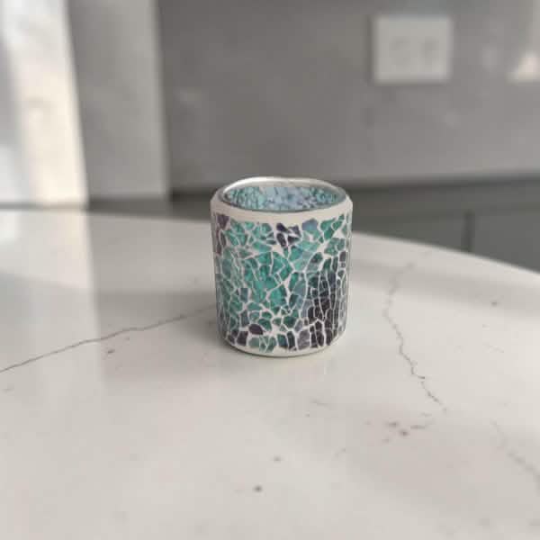 2 Pack - Tea Light Holder Wax Oil Warmer Blue Crackle Glass