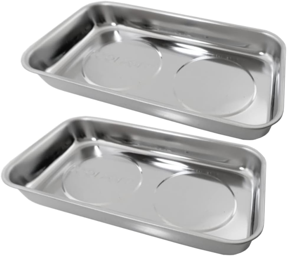 Magnetic Parts Trays Rectangular Stainless Steel (2 PACK)