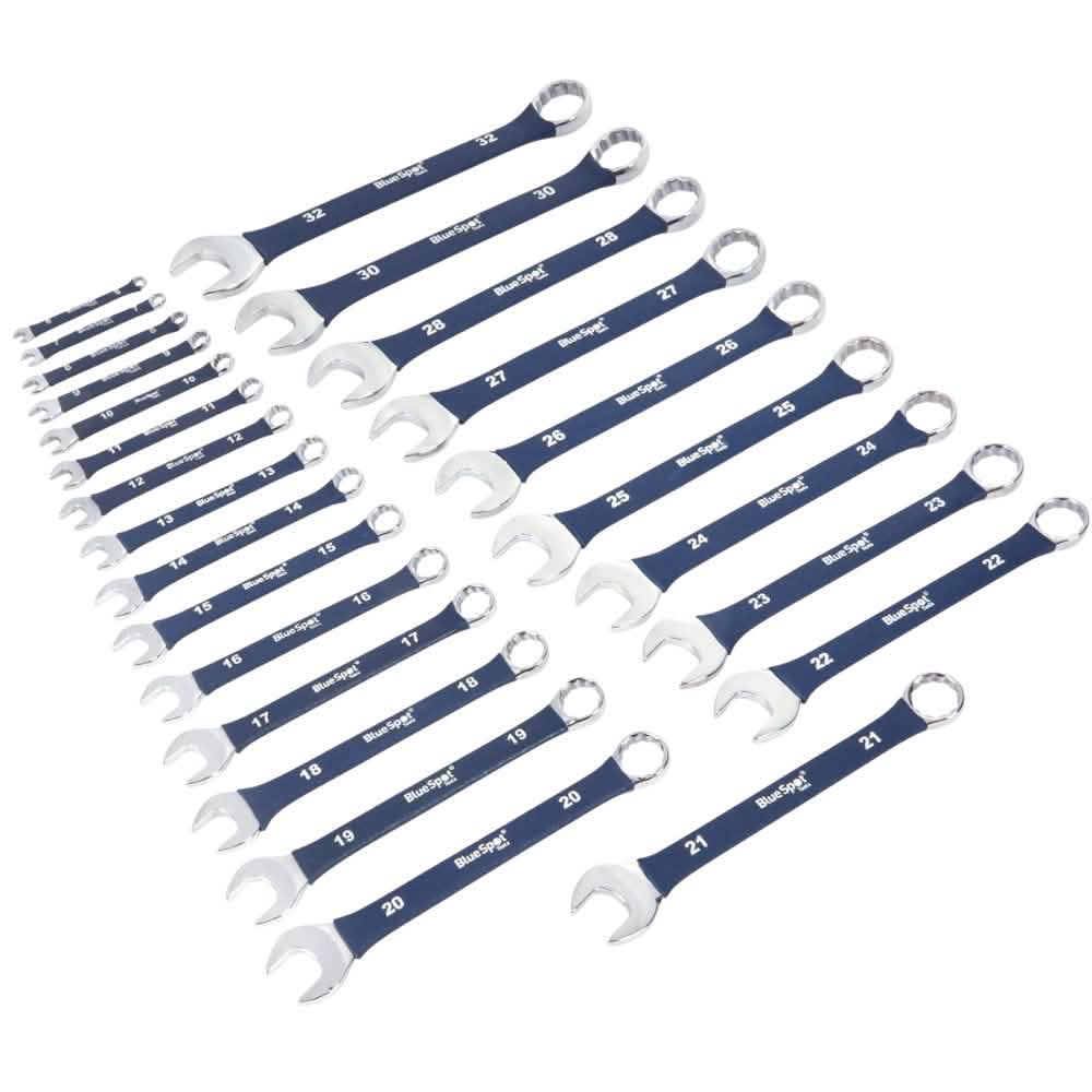 Combination Spanner Metric Set Soft Grip 6-32mm Open Ring + Roll 25pc