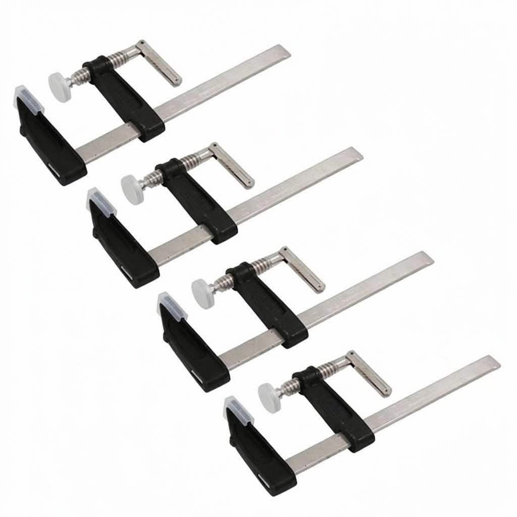 4 Pack of F Bar Clamps 6" 50mm x 150mm Quick Slide plus 4 Pack of 4" 100mm Mini Ratchet Speed Clamps
