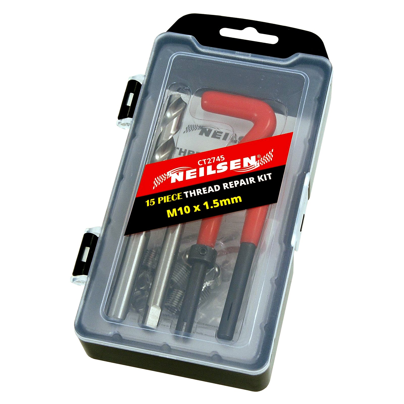 15pc Damaged Thread Repair Kit M10 x 1.5mm Helicoil Type Inserts Twist Drill Bit & Tap