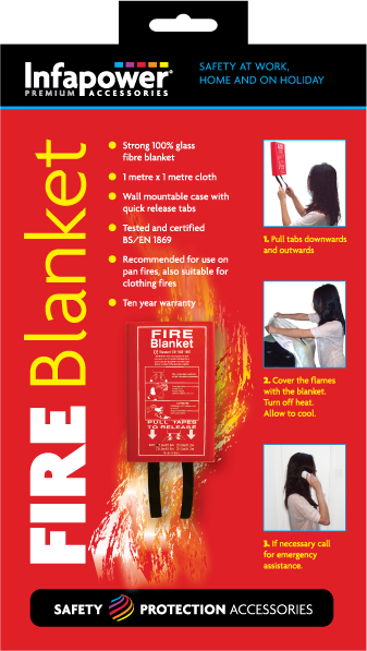 Fire Blanket with Quick Release Safety Case 1m x 1m