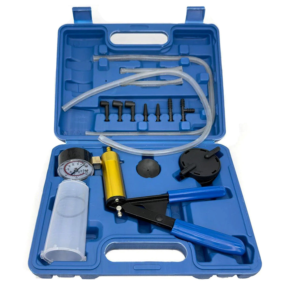 16pc Vacuum Tester & Brake Bleeding Kit Hand Held Pump & Pressure Gauge with Case