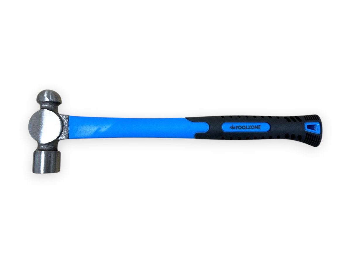8oz Ball Pein Hammer Hi Viz Fibreglass Shaft Rubber Handle Hardened Steel Head