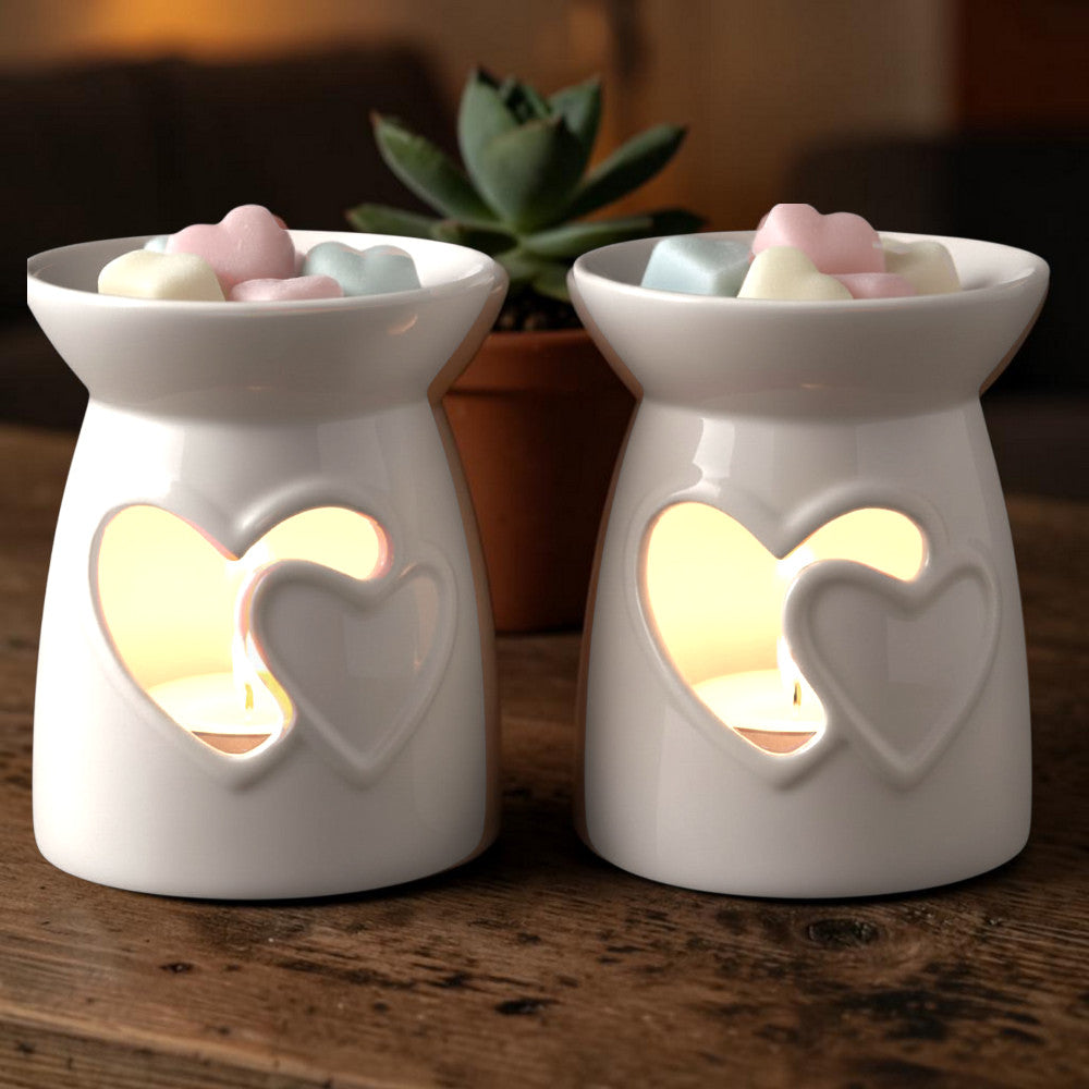Wax Oil Warmer White Hearts - 2 Pack