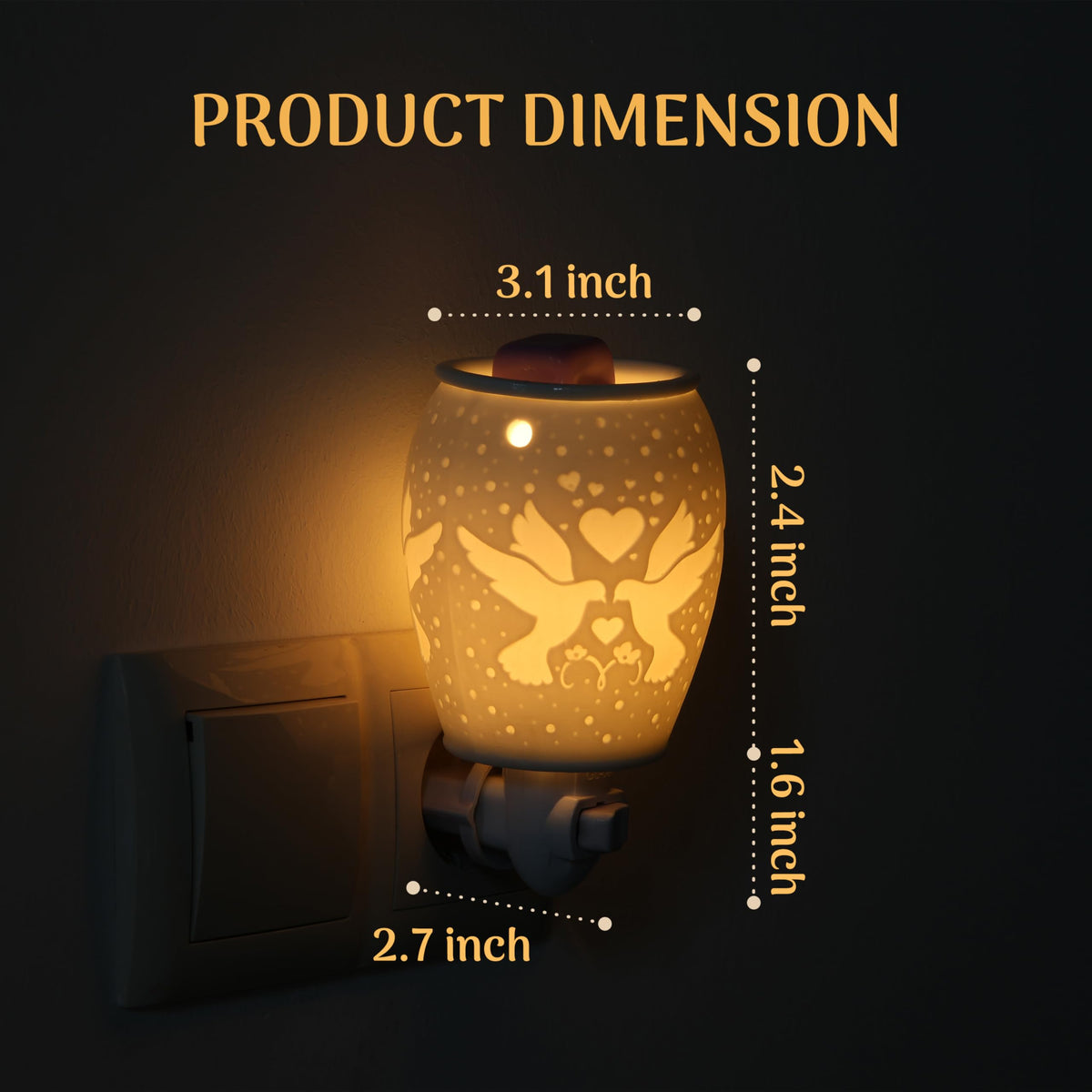 Aroma Lamp Oil Burner Wax Melt Plug-In Night Light Lovebirds Ceramic