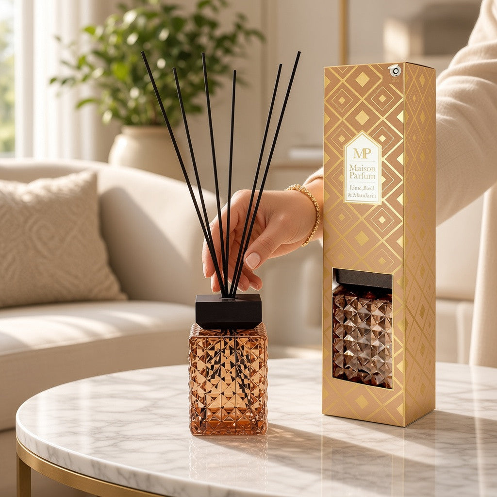 Maison Parfum Lime, Basil & Mandarin Home Fragrance Reed Diffuser - Extra Large 1000ml Size