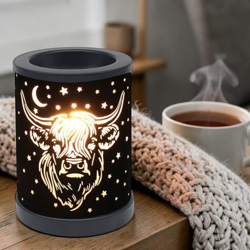 Highland Cow Scented Wax Tart Warmer & Oil Burner Fragrance Diffuser Aroma Lamp plus Scented Wax Melts