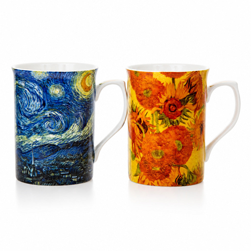 Set of 2 Mugs Vincent Van Gogh Collection Coffee Tea Fine China in Gift Box