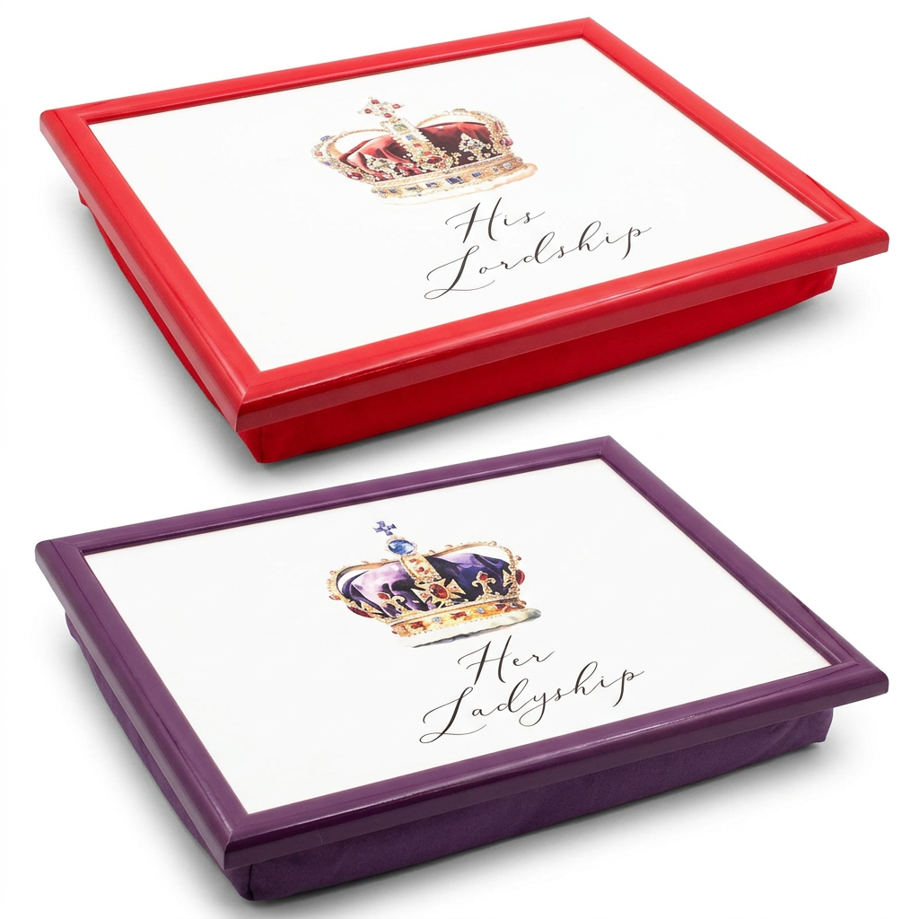 His Lordship & Her Ladyship Cushioned Lap Trays – Set of 2