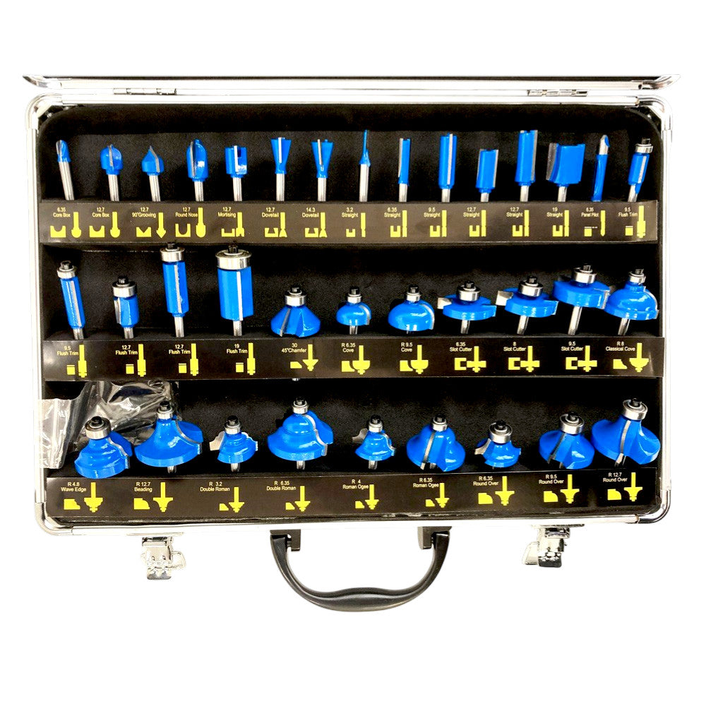 35 Piece 1/4" Shank Tct Router Bit Set & Carry Case - Tungsten Carbide Tipped
