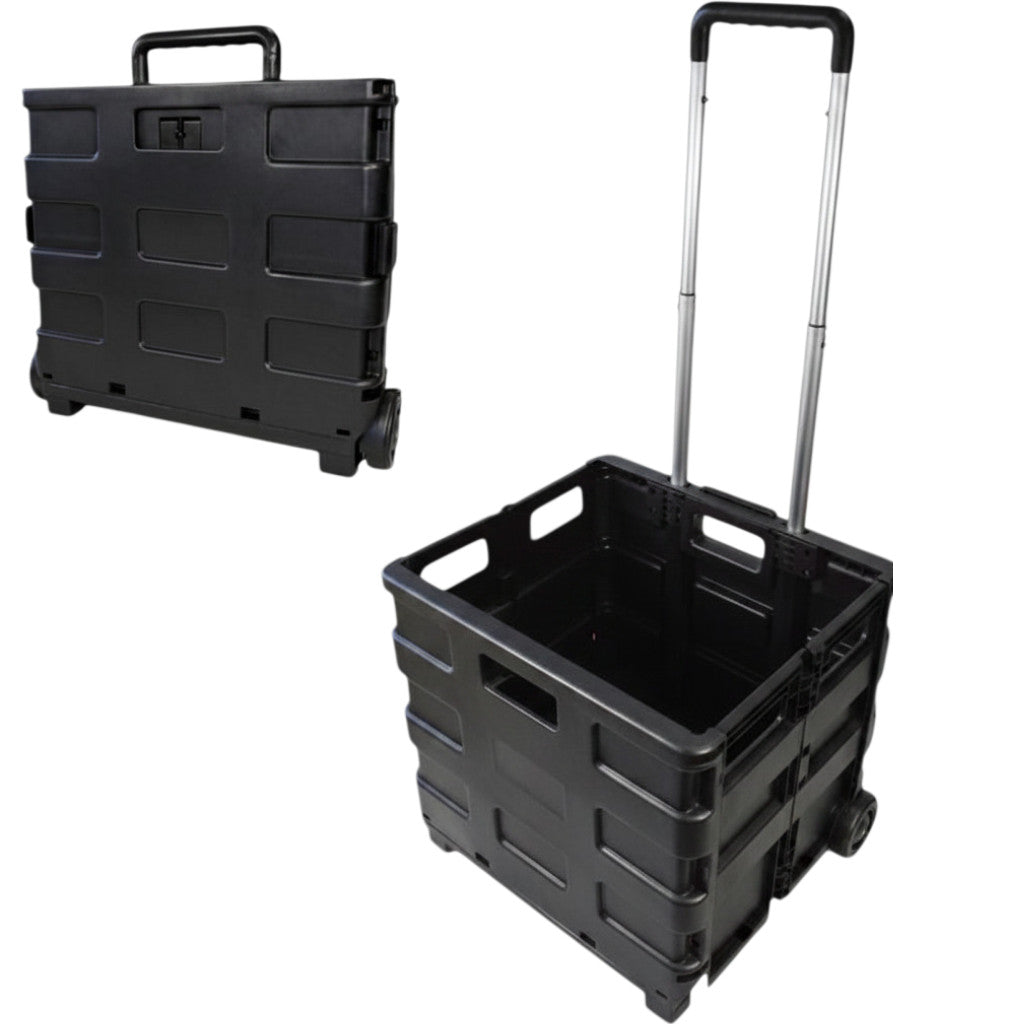 Black Folding Boot Shopping Cart Car Foldable Trolley Amtech Telescopic Handle
