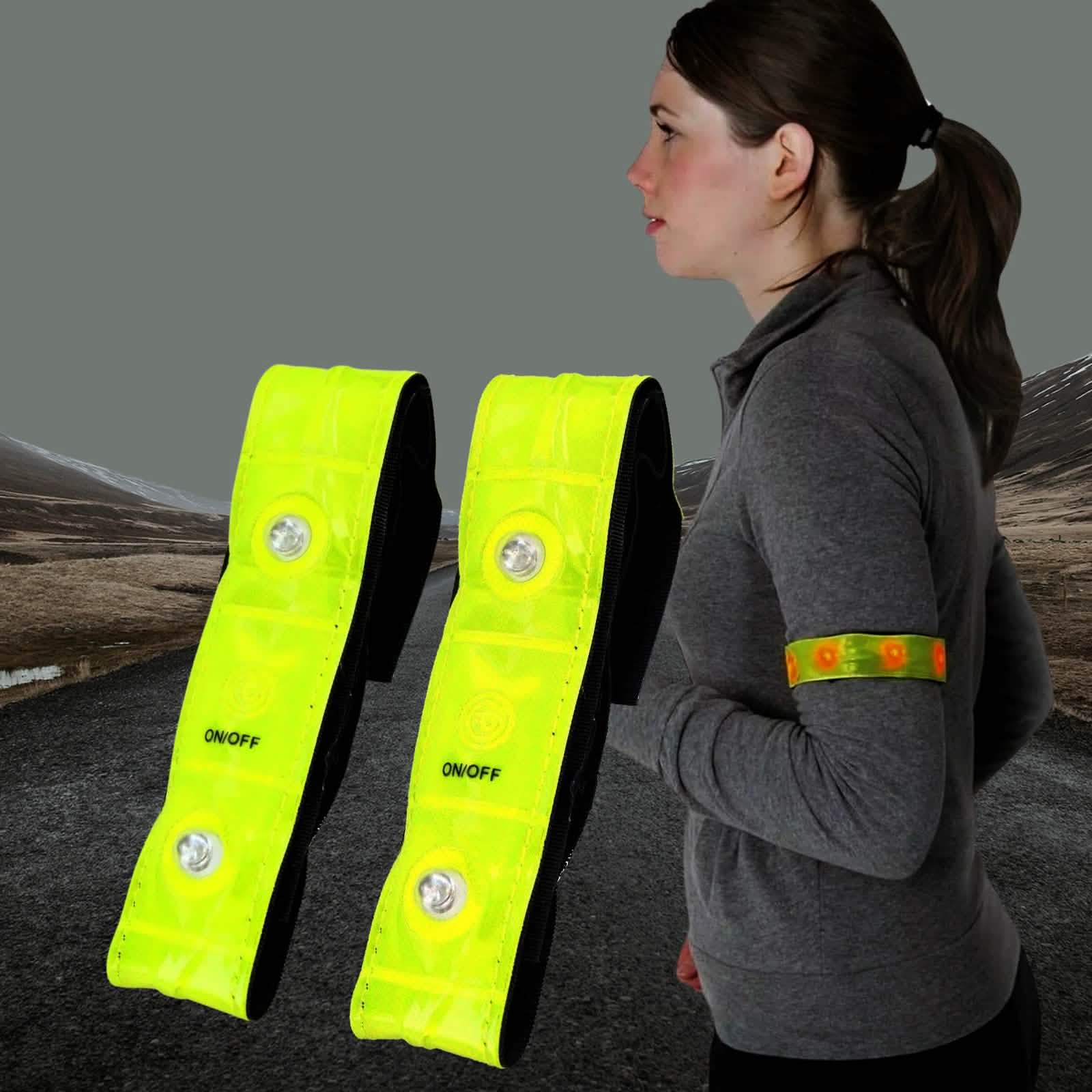 2-PACK High Visability Reflective Light Armbands for Running Cycling and Dog Walking