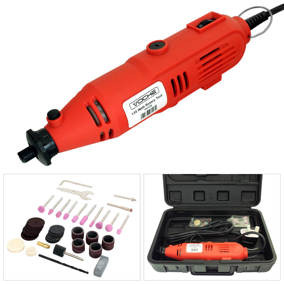Voche® 135W Electric Mini Rotary Drill Multi Tool Kit with 40pc Accessories and Case