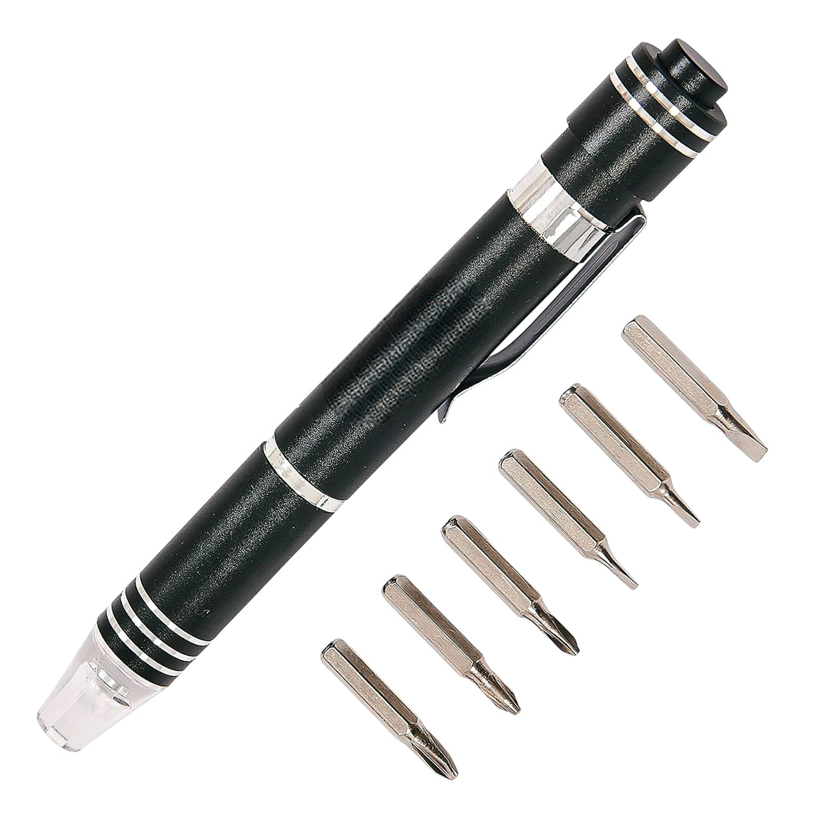 6-in-1 Aluminium Precision Screwdriver with LED Light | Include Phillips and Slotted Driver Bits