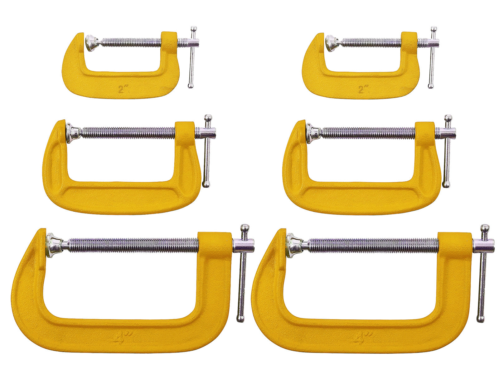 6pc Heavy Duty G Clamp Set 2" 3" 4" inc. Soft Jaw Pads | 50mm, 75mm, 100mm Woodworking G-Clamps